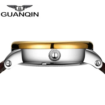 GUANQIN Luxusný Top Značky Tourbillon Kostra Náramkové hodinky Muži Móda Bežné Kožené Automatické Mechanické Hodinky Relogio Masculino
