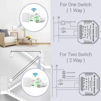 2 Spôsob Mini Wifi Smart Light Switch Diy Modul Smart Života/Tuya APP Bezdrôtové Diaľkové Ovládanie Práce s Alexa Echo Domovská stránka Google
