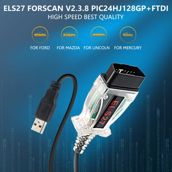 Najnovšie V2.3.8 ELS27 FORScan Zelená PCB PIC24HJ128GP+FTDI Čip Multi-Jazyk Práce ELM327&J2534 Pss-Thru Pre Mazda Pre Pre-d