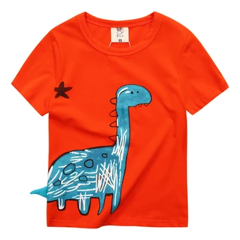 Roztomilý Bavlna Dieťa Cartoon Oranžová, Žltá Boy & Dievčatá Tričko Zábavné Dinosaura Najvyššej Kvality Pohodlné Textílie Tričko Pre Malé Deti