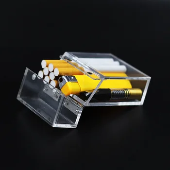 1pcs Doplnky, Módne Akryl Transparentný Cigariet Prípade Kovové Príslušenstvo Hrubé Prenosné Ľahšie Package protiprachová Úložný Box