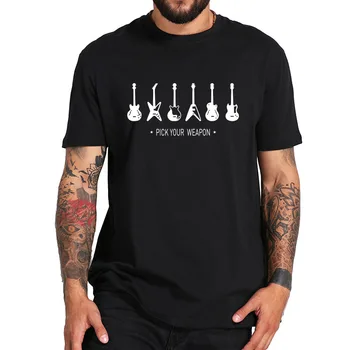Vyberte Vaša Zbraň Gitara T shirt Hip Hop Grafické Tričko Čistej Bavlny Bežné EÚ Veľkosť Priedušná Posádky Krku Topy Čaj