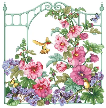 Kvetinové záhrade, cross stitch package cartoon ľudí 18ct 14ct 11ct tkaniny bavlnené nite na výšivky HOBBY ručné vyšívanie