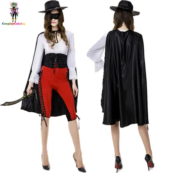 American West Kovboj Príbeh Maskované Zorro Kostým Pre Dospelých, Sexy Ženy,Halloween Lady Cutthroat Pirátske Kostýmy Assassin Uniformy