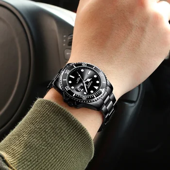 GUANQIN Quartz hodinky Luxusné podnikania Dátum Hodiny muži, 50M Nepremokavé Športové Hodinky Zelené Plávanie Náramkové hodinky Relogio Masculino