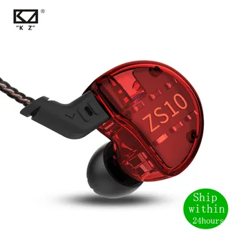 KZ ZS10 1DD+4BA 4BA+1DD HIFI Slúchadlá Hybrid In-ear Slúchadlá Šport Potlačením Hluku Headset, Náhradný Kábel AS10 BA10 ZST ZSN
