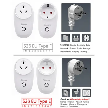 Sonoff S26 WiFi Smart Plug Automatizácie Domov Diaľkové Bezdrôtové Ovládanie Adaptér APLIKÁCIE ovládanie Zásuvky pre Mobilný Telefón EU/US/UK/CN/AU