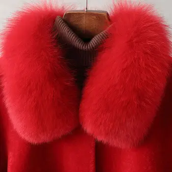 2021 Ženy Zimné Bežné Reálne Kožušinový Kabát Lady Prírodné Teplé Sheared Sheep Kožušiny Ženskej Módy Luxuriou Dlho Pravé Kožušiny Outwear B164