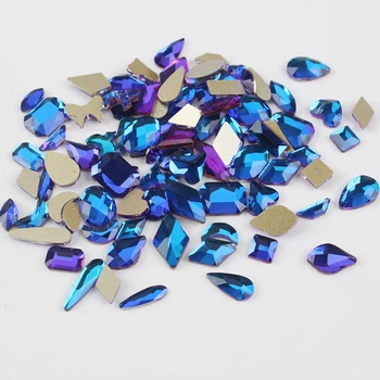 Plameň modrá Mix Tvar Nechtov umenie Drahokamu 100ks ploché späť Sopečné Crystal Kamienkami pre DIY Nechtov umelecké Dekorácie