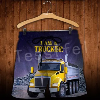 Tessffel som Trucker Vodič Kamiónu Pracovníka Prevádzkovateľa NewFashion Unisex Harajuku 3DPrint Lete Zábavné Plážové Šortky Bežné Nohavice A-4