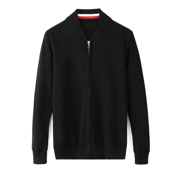 Vysoká kvalita teplej tomi bavlna zips turtleneck sveter jumper hombre vytiahnuť homme muž pletené svetre streetwear 2020