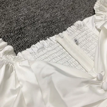 Nezávislé dizajn hodváb perie šaty KylieJenner bez ramienok tlačidlá ozdobené tesný biele mini party club oblečenie sexy top