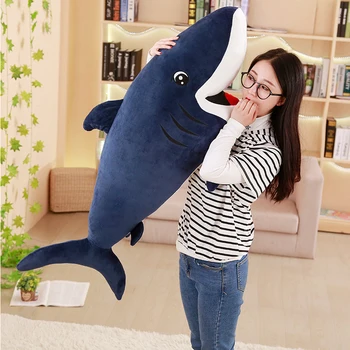 50-120 cm Cartoon Veľká Veľkosť Zábavné Mäkké Ocean World Smile Shark Plyšové Hračky Vankúš Upokojiť Vankúš Vianoce, Narodeninové Darčeky Pre Deti