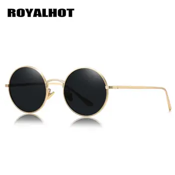 RoyalHot Vintage Kolo Polarizované slnečné Okuliare Mužov Značky Módny Návrhár Slnečné Okuliare Ženy Kovový Rám Živice Šošovky Okuliare UV400