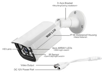WANLIN SONY IMX307 1080P AHD Kamera 2.0 MP Vonkajších CCTV Kamera Video Surveillance Camera Jasné Nočné Videnie Bezpečnostné Kamery