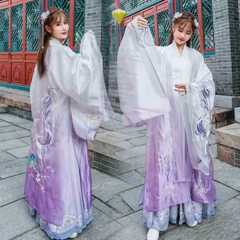 Čínsky Hanfu Mužov A Ženy Dávnych Tradičné Výšivky Fialová&Modrá Bunda Cosplay Kostým Vintage Hanfu Pre Páry Plus Veľkosť