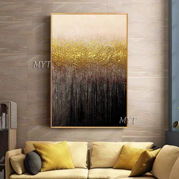Moderné ručne maľované abstraktné plátno zlatožlté repka scenérie obývacia izba kombináciou akrylových obrázok