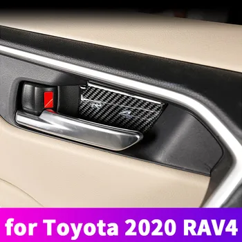Dekorácie interiéru dvere miska rukoväť uhlíkových vlákien patch vnútorné kľučky nálepky upravený príslušenstvo Pre TOYOTA RAV4 2019 2020