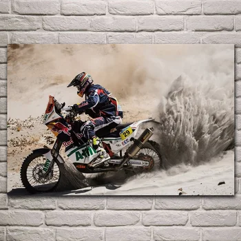 Motocross vozidla šport púšti racing motorcyle obývacia izba dekor domov wall art decoration drevený rám textílie plagáty KL290