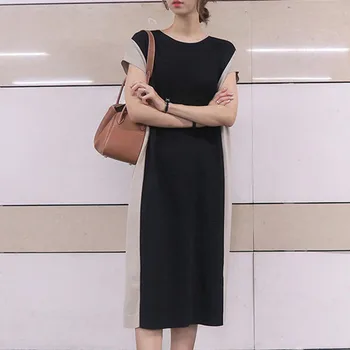 HORÚCE Khaki kórejský Módne 2020 Elegantné Príčinné Šaty Žien Letné Šaty Black Patchwork Dizajnér Značky Retro Office Škola Mladých