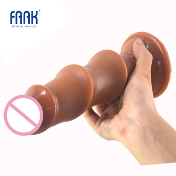 FAAK Realistické dildo s prísavkou hnedé penis hlboko vlna textúra veľmi pošvy stimulovať análny sex hračky pre dospelých masturbácia