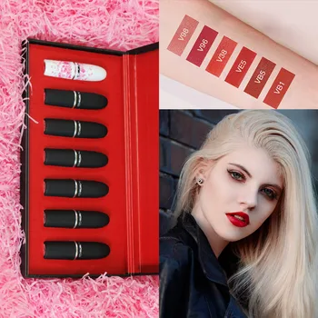 7pcs/set Značky make-up high-grade MYG matné rúže set 6 matný červené rúže + 1 Vlhké rúž Profesionálnej kozmetiky darček