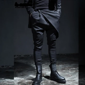 Jedinečný dizajn Yamamoto nohavice kórejský topánky bežné tesný štýl nohavice módne účes slim módne Yao Si osobnosti