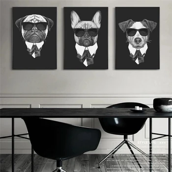Severské Psy v Obleku Plátne, Obrazy Na Stenu, Umenie Plagáty A vzory, Moderné Zábavné Psov Plátno Obrázky Na Steny v Obývacej Izbe