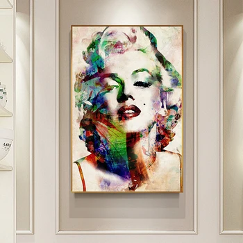 Abstrakt Marilyn Monroe Plátno Umenie, Maliarstvo, Film Star Plagáty a Tlačí Farebné Steny Umenie Obrázok pre Obývacia Izba Domova