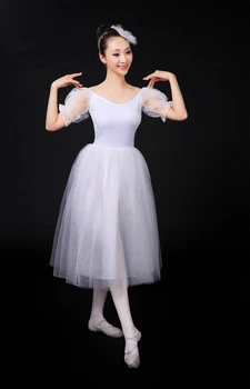 Nový Romantický Balet Šaty Biele Dospelých Lístkového Rukáv Dlhý Tylu Baletu Giselle Kostýmy Fáze Výkonu