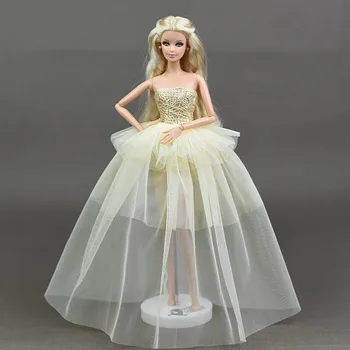 Farba Béžová Šaty Pre Bábiku Barbie Princezná Svadobné Šaty Ušľachtilý Party Šaty Šaty Pre Bábiku Barbie Fashion Design Oblečenie