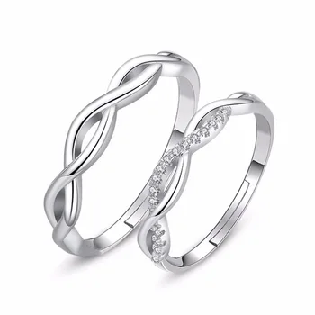 925 sterling silver módne lesklé crystal milovníkov pár prstene, šperky ženy muž prst prsteň veľkoobchod č fade lacné