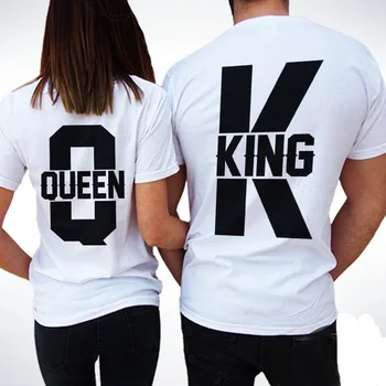 Tumblr Sladké Pár Zobrazenie T-shirts Zábavné Kráľovnej a Kráľa Tlač Písmeno Zodpovedajúce spriaznenú dušu Tričko Oblečenie Krátke Sleeve Tee Topy