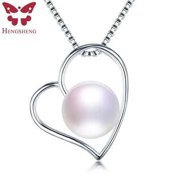 HENGSHENG Módne Šperky 925 Sterling Silver Srdce Prívesok Náhrdelník Prírodné Sladkovodné Perlový Náhrdelník Krásne Dievča.