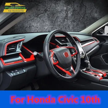 Typer Štýl Príslušenstvo Pre Honda Civic 10. 2017~2018 Red & Blue ABS Decroation Interiéru Tvarovanie Krytu Výbava