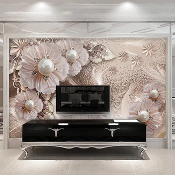 Vlastné Luxusné Šperky Kvet 3D nástenná maľba Tapetu v Európskom Štýle, Spálne, Obývacia Izba, TV joj, Steny Domova Abstraktných De Parede
