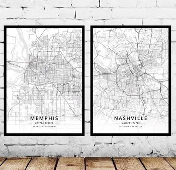 Memphis Nashville TN Tennessee v USA Spojené Štáty Americké, Mapu, Plagát