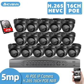 AHCVBIVN H. 265+16CH 4K 5MP POE NVR CCTV kamerový Systém AI Ultra HD Vonkajšie Nepremokavé Bezpečnostná IP Kamera kamerový Set