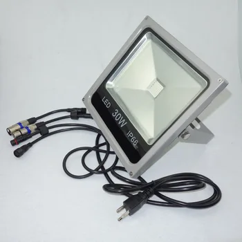 30W RGB DMX flood light,AC85-265V príkon;môže byť ovládaný pomocou dmx regulátor priamo;veľkosť:L225XW222XH61mm