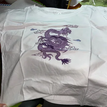 Fialová Drak Žena Bavlna Harajuku Dragon Kpop Ropa Mujer Topy Estetické Vintage Femme T-shirts kórejský Štýl Nadrozmerné t-shirt