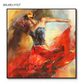 Profesionálny Umelec Ručne maľované Abstraktné španielska Tanečnica olejomaľba na Plátne španielsky Flamenco Tanečnica Maľovanie na Stenu Decor