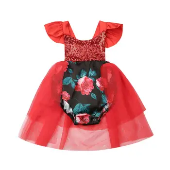 Dievča Oblečenie 2019 Nové Batoľa, Dieťa, Dieťa Dievča Vianočné Červená bez Rukávov Strany Tutu Šaty Šaty, Veľkosť 0-24M