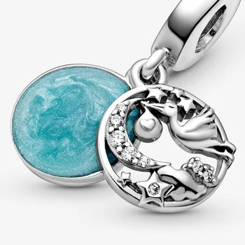 Móda 925 Sterling Silver prívesok Bocian & Mžiku Hviezdy Visieť Charms fit Pôvodné Pandora Náramky Ženy DIY Šperky