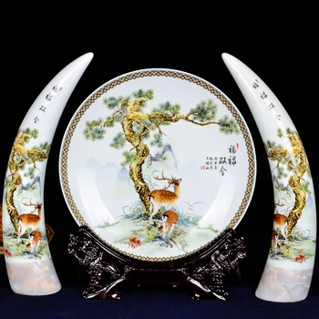 Starožitný Jingdezhen Keramické Slonoviny Váza Set Klasickej Čínskej Tradičnej Doskou Moderné Pastelové Veľké Slonoviny