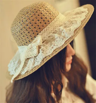 Nový trend dospelých bežné čipky slamený klobúk Slnko klobúk ženy a dieťaťa floppy Páse s nástrojmi panama čiapky Duté-out kvetinový vedierko hat