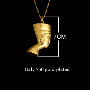 Kindlegem 750 Čistého Zlata Farba Faraóna Hlavu Portrét Náhrdelník Prívesok Pre Ženy, Mužov, Šperky Taliansko Vysokej Kvality Egyptské Šperky