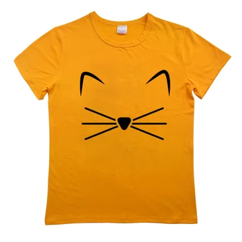 Bavlna Mačka B Bradu Tlačiť Ženy tričko Cat T-Shirt Bežné Vtipné Tričko Pre Lady Top Tee Lumbálna Bavlny O-Krku Európskej Plus Veľkosť