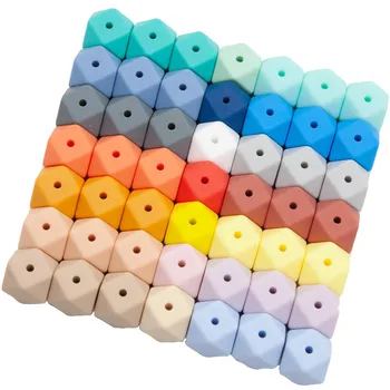 Roztomilý-nápad 20Pcs 14 mm Silikónové Hexagon Korálky Teether Šperkov Náhrdelník Náramok toddle Bezpečné Cumlík Počiatočných Reťazca dieťa Produkt