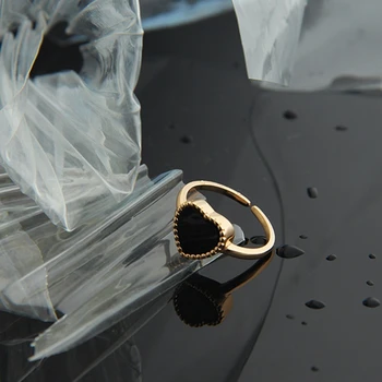 Silvology 925 Sterling Silver Black Srdce Krúžky Strane Perličiek Elegantné Kórea Štýl Luxusné Minimalistický Prstene pre Ženy Festival Šperky