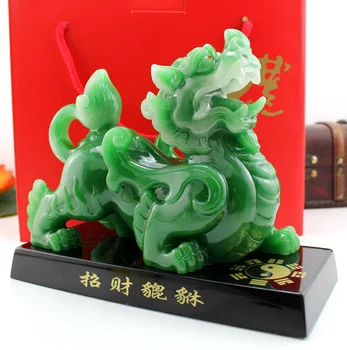 HOT PREDAJ # 2020 home office business Obchode FENG SHUI Talizman Peniaze Kreslenie dragon PI XIU crystal jade Sochu UMENIA, socha 24 CM